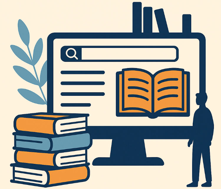 Illustration einer digitalen Fachbibliothek