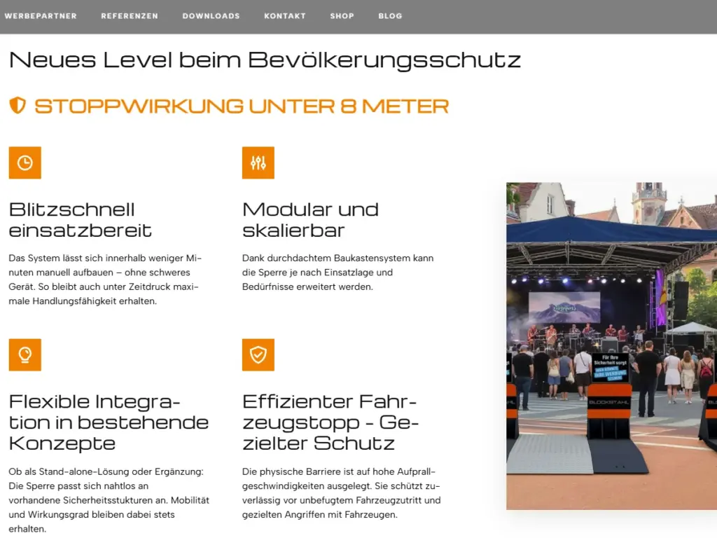 Screenshot: Website Blockstahl GmbH