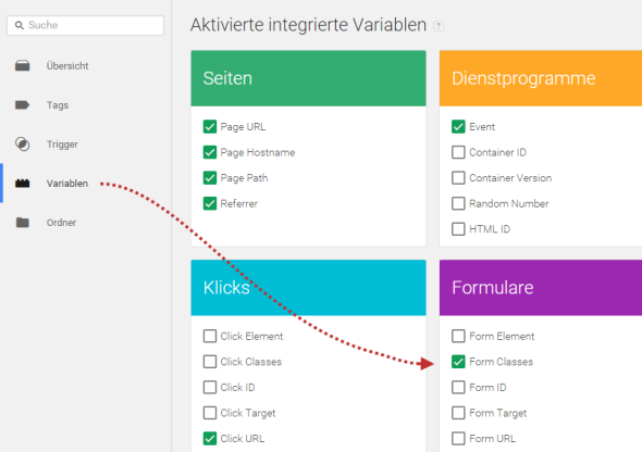 Google Tag Manager Variablen hinzufügen, entfernen