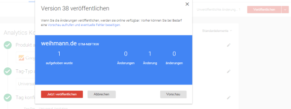 Google Tag Manager Container veröffentlichen