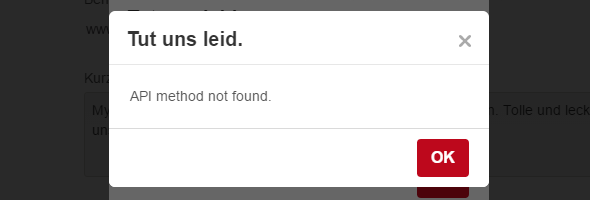Pinterest: Tut uns leid. API method not found.