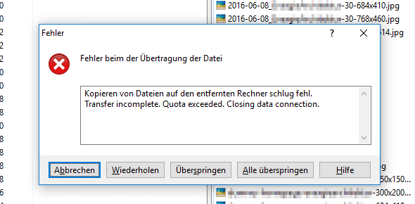 Strato FTP-Übertragungsfehler
