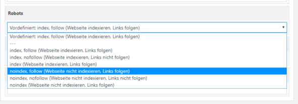 Beim WordPress-Plugin wpSEO eine Seite bzw. einen Beitrag mit der Robots-Anweisung noindex versehen