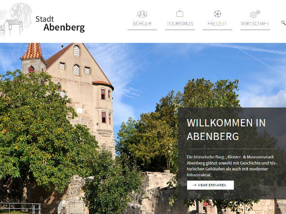 Screenshot: Homepage Stadt Abenberg 