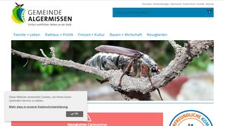 Screenshot: Homepage Gemeinde Algermissen 