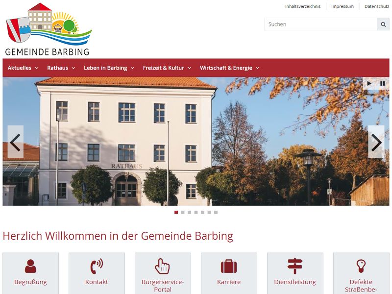 Screenshot: Homepage Gemeinde Barbing 