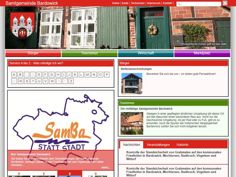 Screenshot: Homepage Samtgemeinde Bardowick 