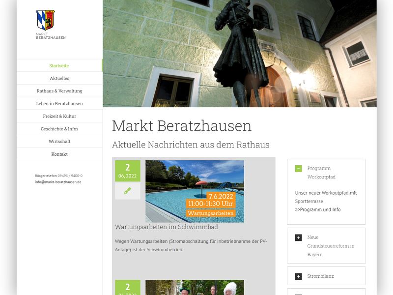 Screenshot: Homepage Markt Beratzhausen 