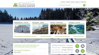 Screenshot: Homepage Stadt Clausthal-Zellerfeld 