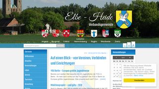 Screenshot: Homepage Verbandsgemeinde Elbe-Heide