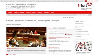 Screenshot: Homepage Landeshauptstadt Erfurt