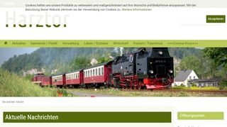 Screenshot: Homepage Gemeinde Harztor 