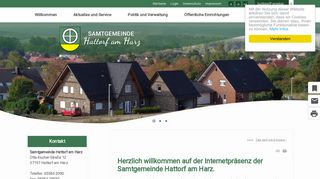 Screenshot: Homepage Samtgemeinde Hattorf 