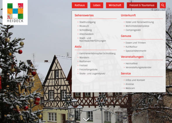 Screenshot: Homepage Stadt Heideck 