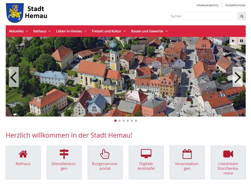 Screenshot: Homepage Stadt Hemau 