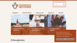 Screenshot: Homepage Stadt Hettstedt 