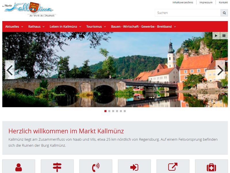 Screenshot: Homepage Markt Kallmünz 
