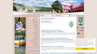 Screenshot: Homepage Gemeinde Kloster Lehnin 