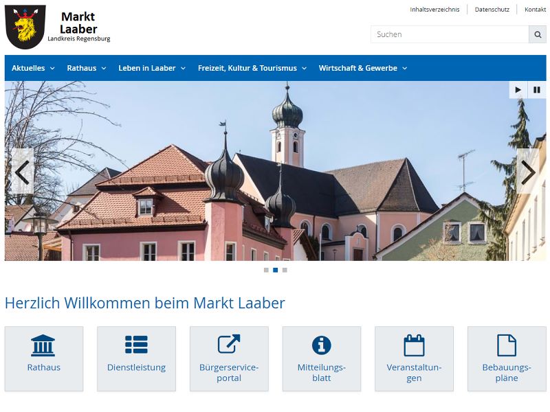 Screenshot: Homepage Markt Laaber 