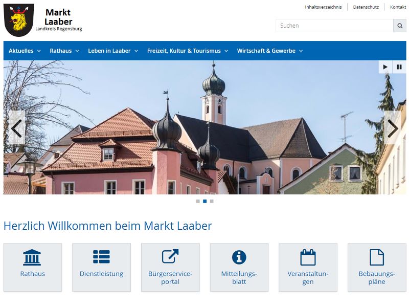 Screenshot: Homepage Markt Laaber