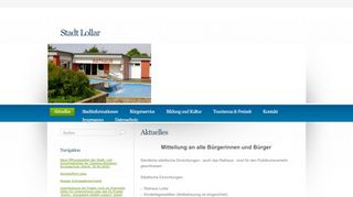 Screenshot: Homepage Stadt Lollar 