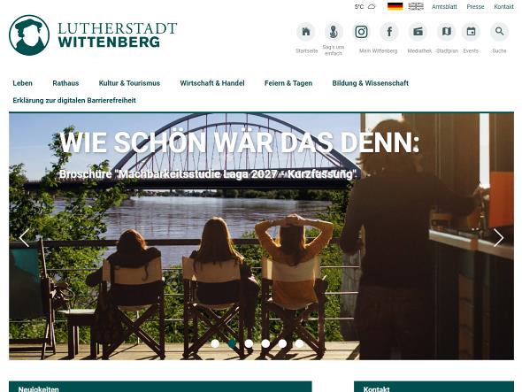 Screenshot: Homepage Stadt Wittenberg 