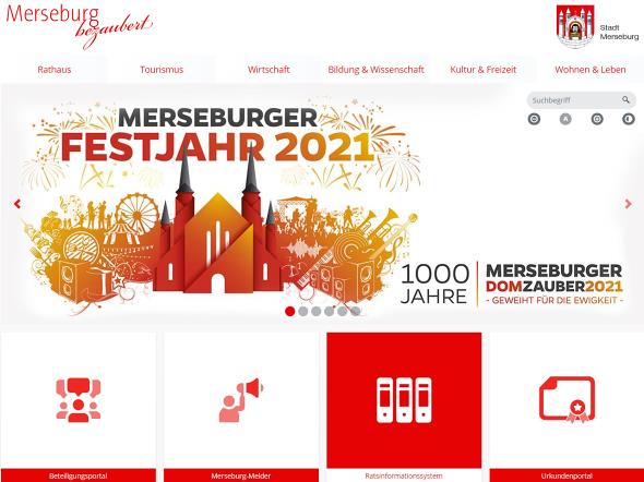 Screenshot: Homepage Stadt Merseburg 