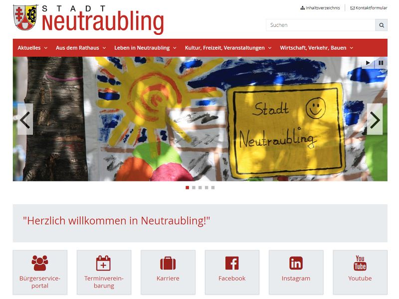 Screenshot: Homepage Stadt Neutraubling 