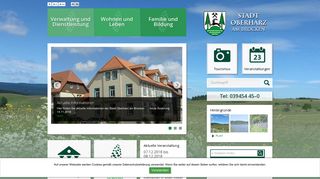 Screenshot: Homepage Stadt Oberharz am Brocken 