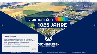 Screenshot: Homepage Stadt Oschersleben 