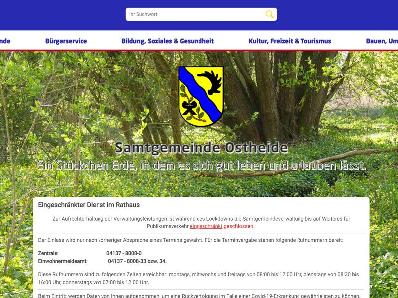 Screenshot: Homepage Samtgemeinde Ostheide 