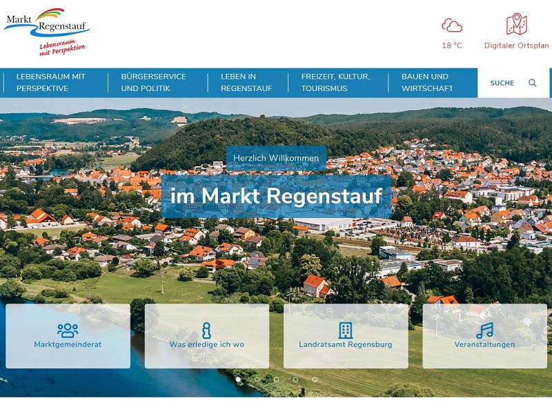 Screenshot: Homepage Markt Regenstauf 