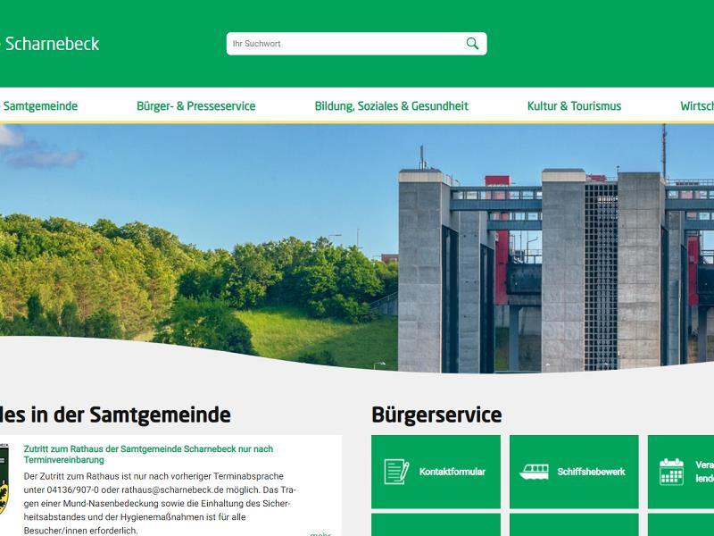 Screenshot: Homepage Samtgemeinde Scharnebeck 