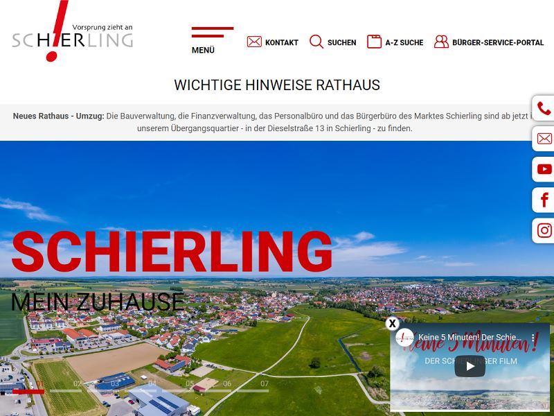 Screenshot: Homepage Markt Schierling 