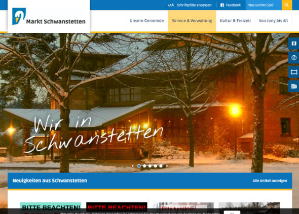 Screenshot: Homepage Markt Schwanstetten 