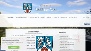 Screenshot: Homepage Gemeinde Seddiner See 