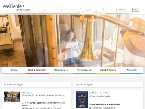 Screenshot: Homepage Stadt Weißenfels 