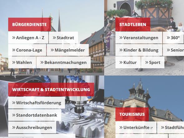 Screenshot: Homepage Stadt Wernigerode 