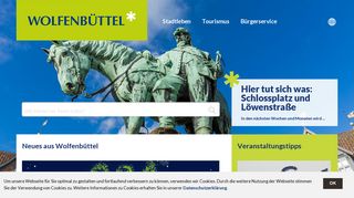 Screenshot: Homepage Stadt Wolfenbüttel 