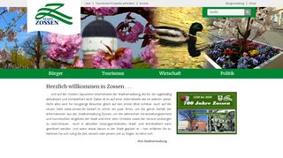 Screenshot: Homepage Stadt Zossen 